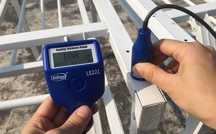 DFT gauge calibration using electronic dry film thickness gauge on steel surface