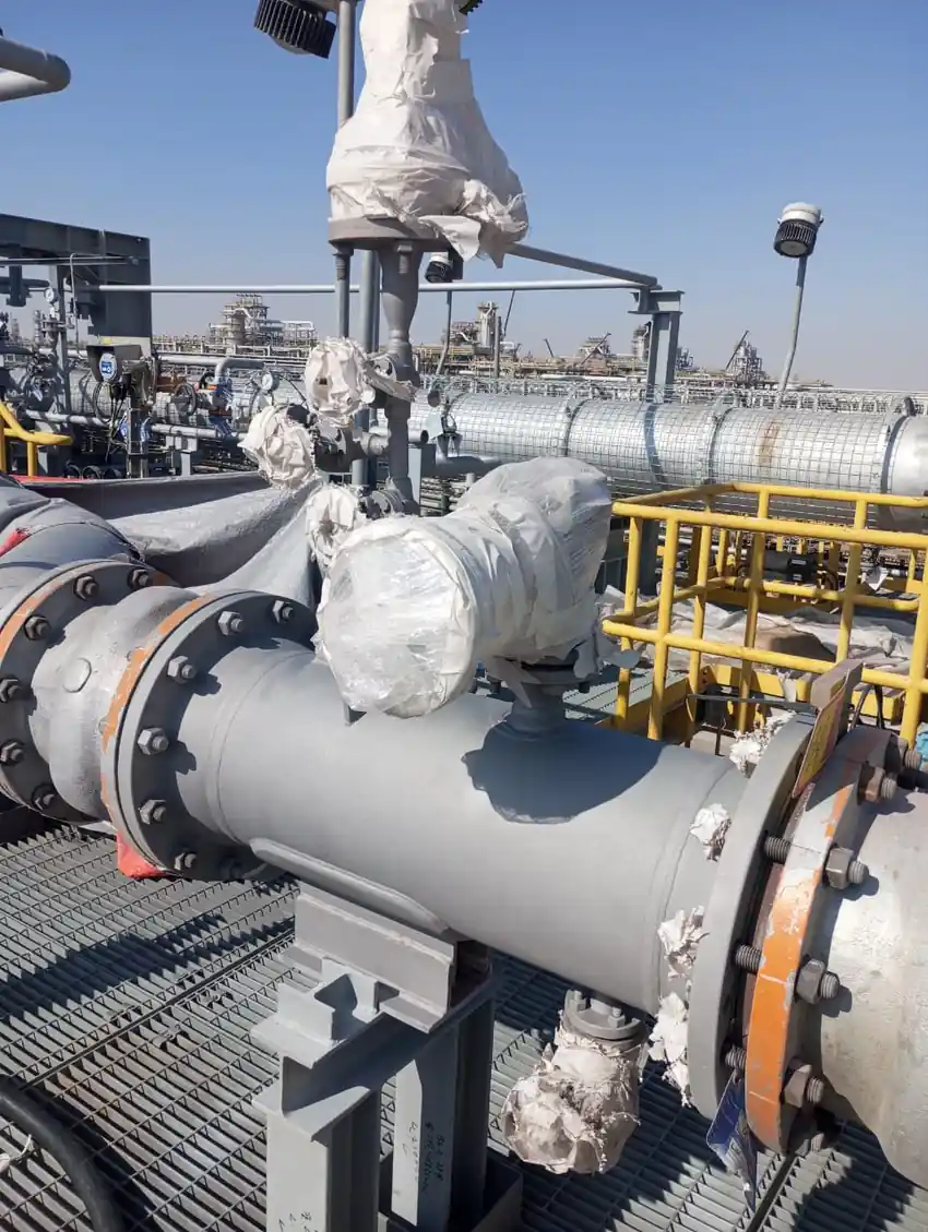 Surface preparation and piping inspection at oil and gas facility