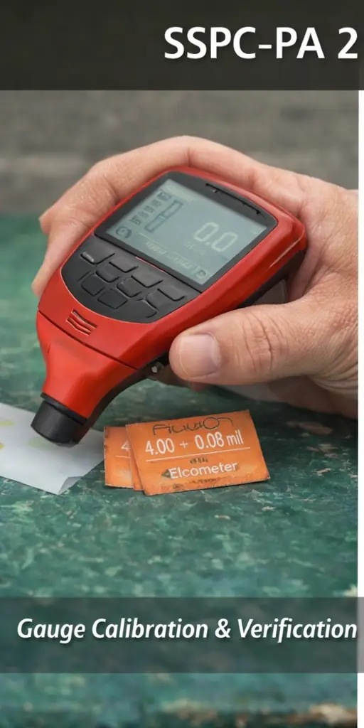 Calibrating digital dry film thickness gauge using certified shims as per SSPC-PA 2